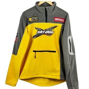 BRP Ski-Doo X Team HiVis Yellow & Grey 2 Pocket 1/4 Zip Micro Fleece Pull Over S